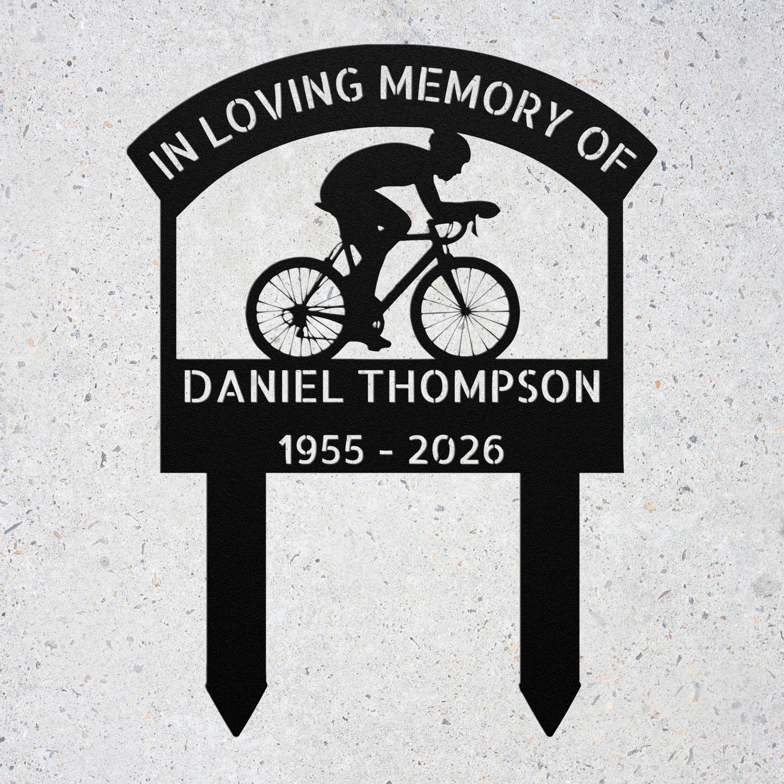 Custom Bicycle Memorial Metal Sign: Cyclist Grave Marker, Sympathy Gift