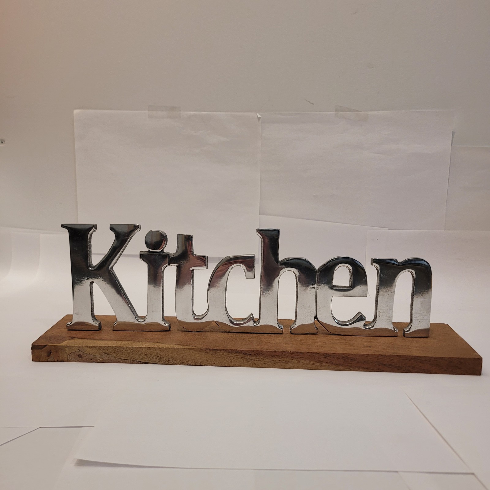 KITCHEN Metal Letters Wood Base Sign Freestanding Decor Rustic Modern Farmhouse