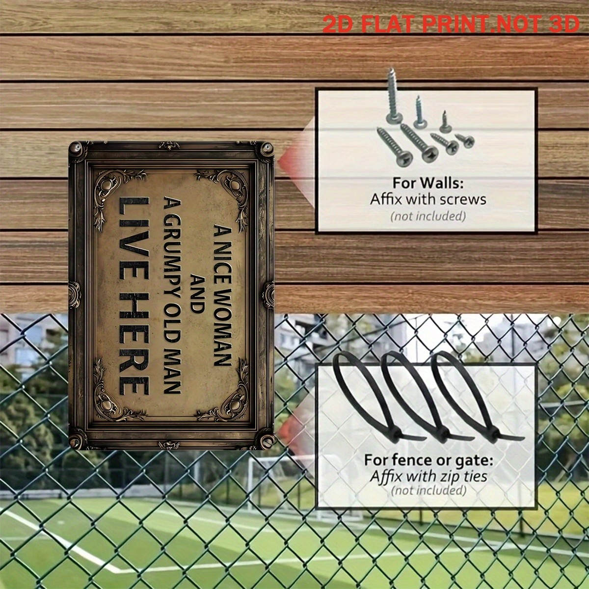Funny ‘Nice Woman & Grumpy Old Man’ Metal Sign Humorous Home Patio/Door Decor