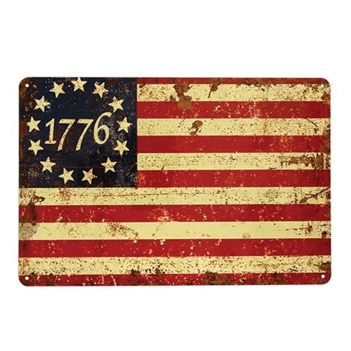 NEW Primitive AMERICANA BETSY ROSS FLAG HANGING SIGN PATRIOTIC Metal 12″Wx8H