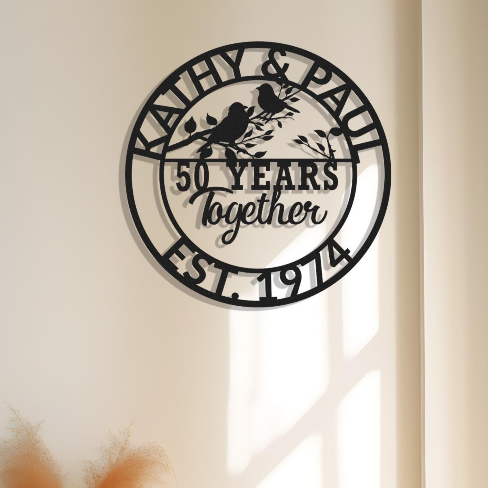 Personalized Couple Birds Metal Sign, Wedding Anniversary Gift