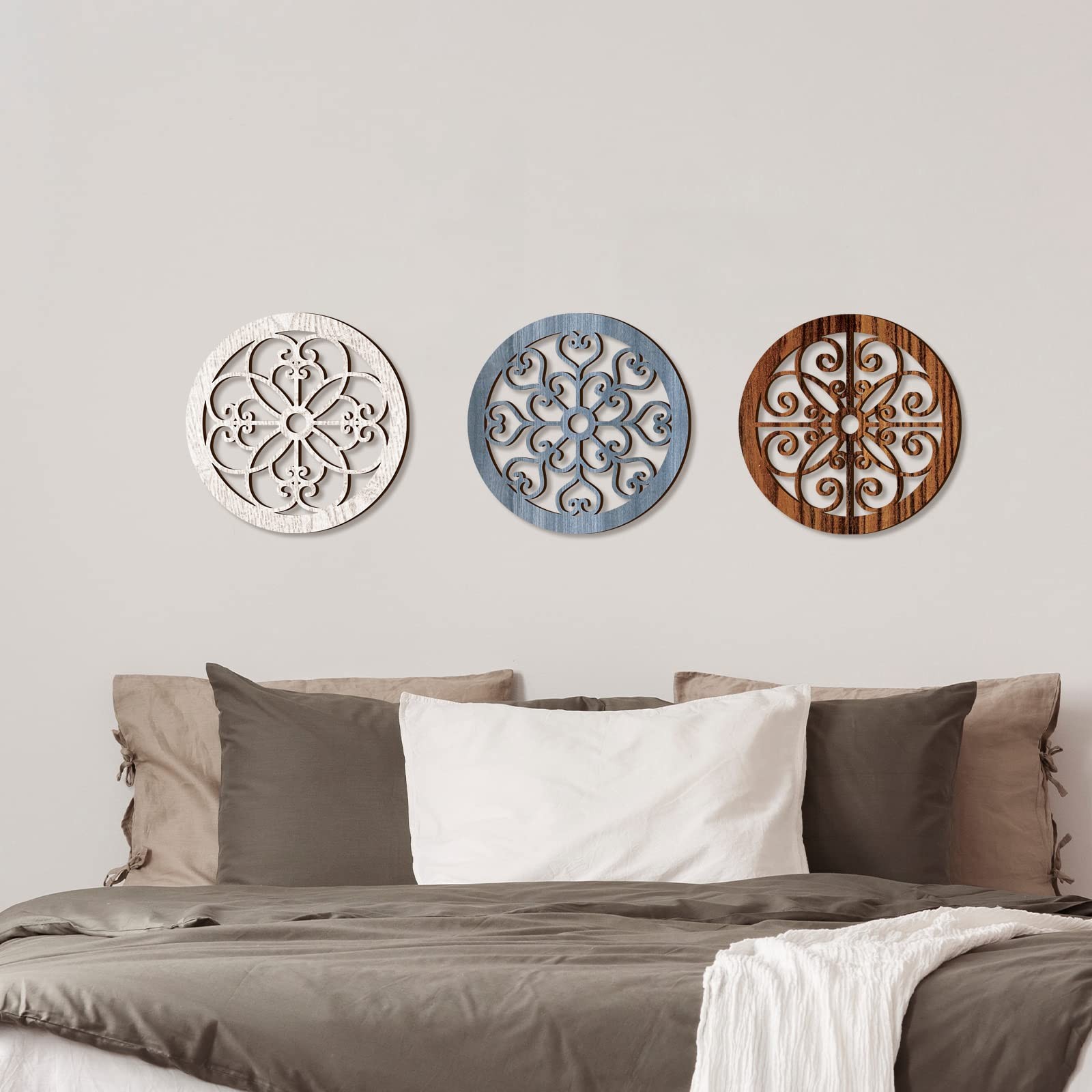 Blulu 3 Pieces Thicken Rustic Wall Decor Farmhouse Wall Art Decor Wood Hangin…