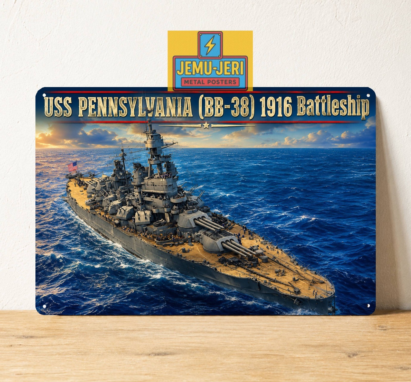 USS Pennsylvania BB-38 Battleship Navy Metal Poster Sign 8*12″in
