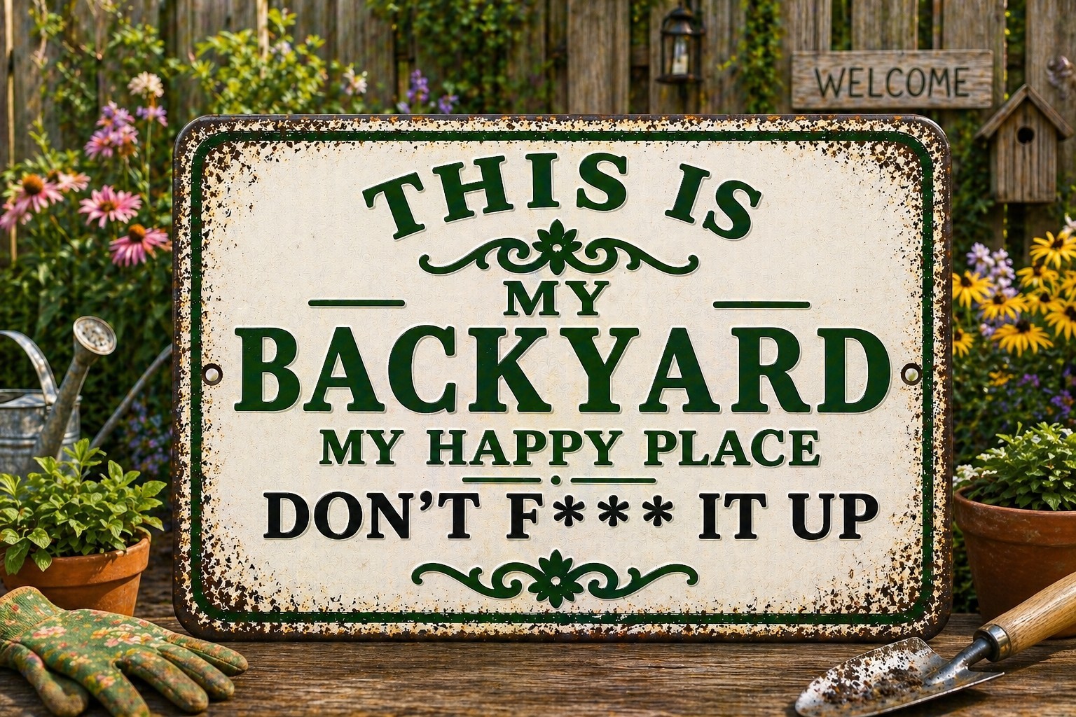 Funny Backyard Sign This Is My Backyard Happy Place Don’t F It Up Metal Decor