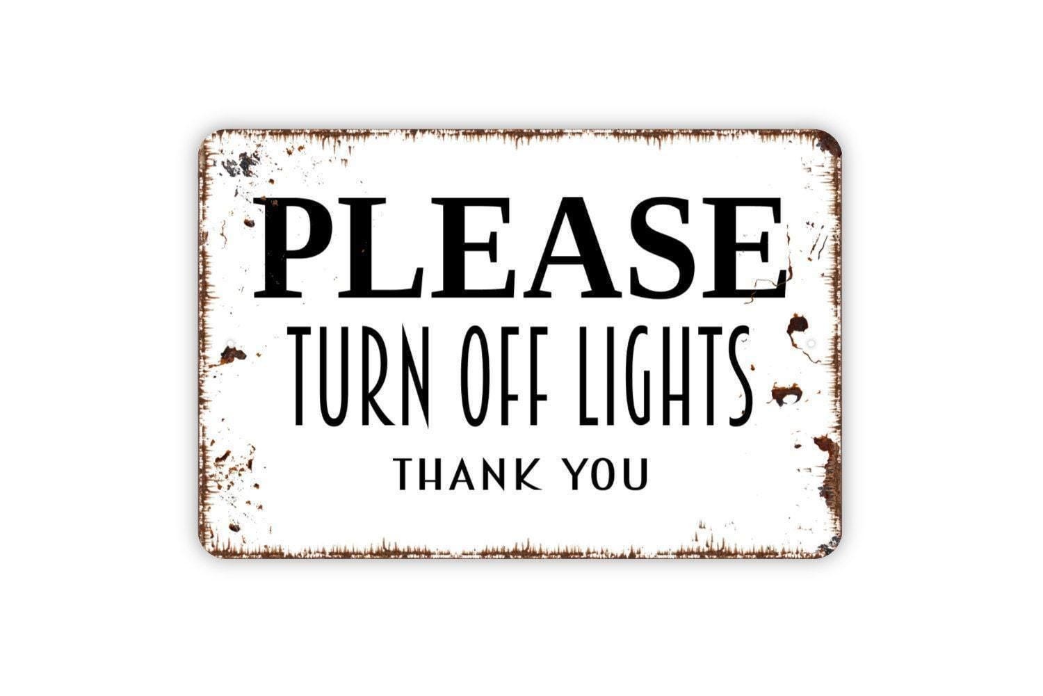 Please Turn Off Lights Thank You Sign | Energy Saving Reminder Wall Décor