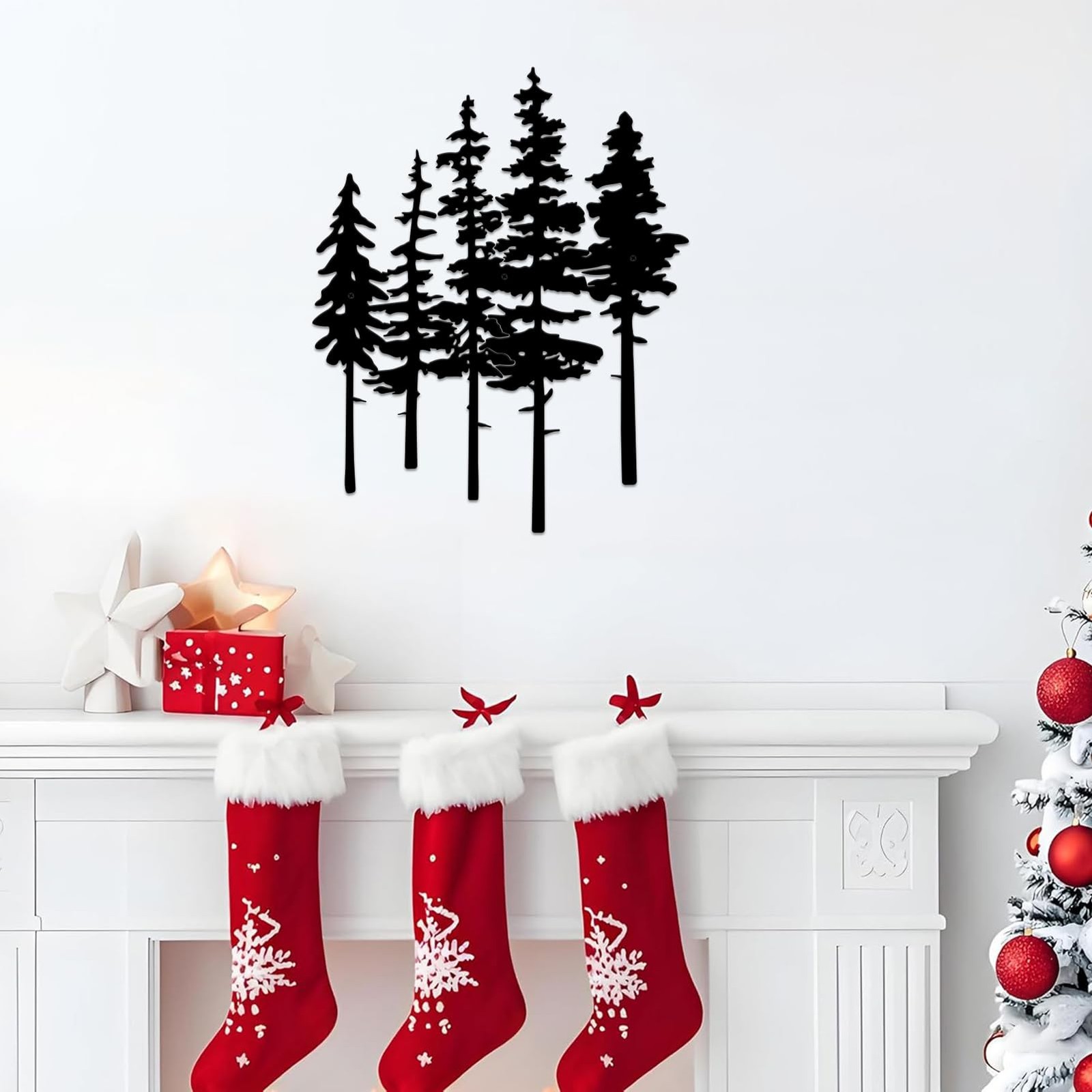 Metal Pine Tree Wall Art, Metal Tree Wall Decor, Nature Rustic Farmhouse Cabi…