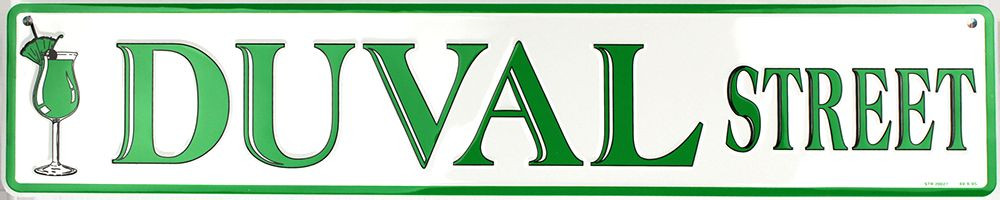 DUVAL ST METAL STREET SIGN 24″ X 5″ EMBOSSED ST. ROAD KEY WEST BEACH MAN CAVE