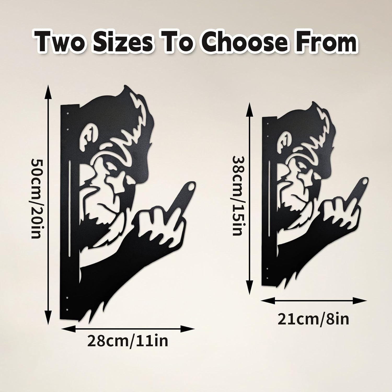 Peaking a Boo Flipping off Bigfoot Animal Metal Sign Art Ornament, Middle Finger