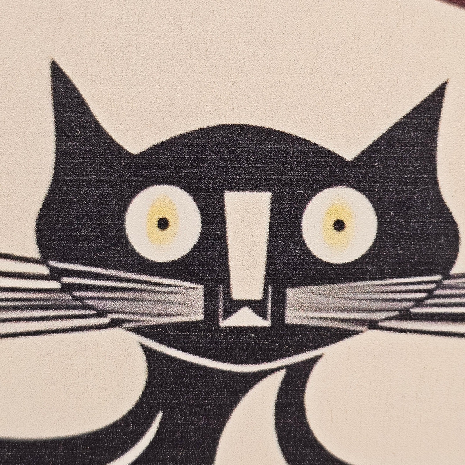 Mid Century Modern Atomic Cat Wall Art Plaque Vintage Faux Teak 12×5.5