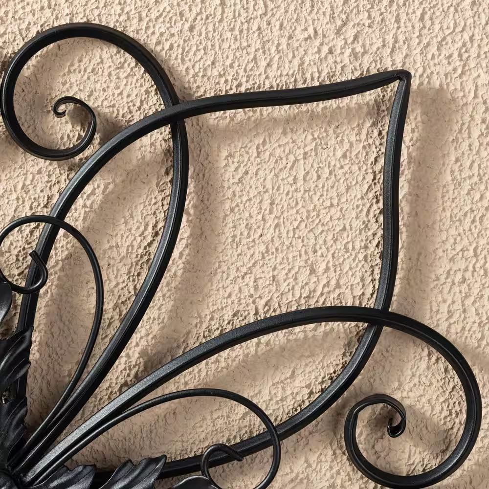 20 In. L Traditional Heart and Petal Iron Scroll Outdoor Wall Decor