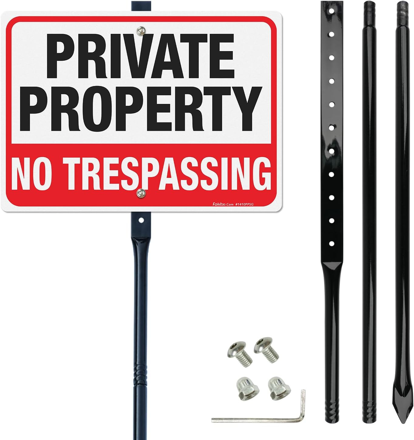 Large No Trespassing Sign with 54″ Metal Stake, Reflective Heavy Aluminum