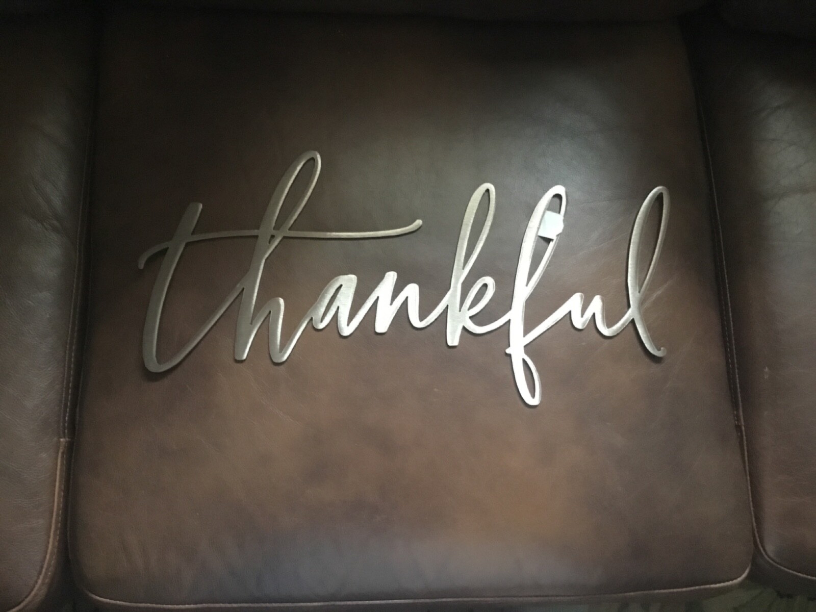 Word Art – Thankful – Copper Metal Wall 17 1/4” Use Anywhere New with Tag