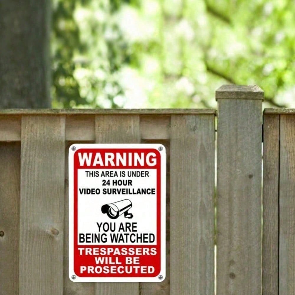 24 Hour Video Surveillance Metal Sign Weatherproof Security Warning Yard Outdoo