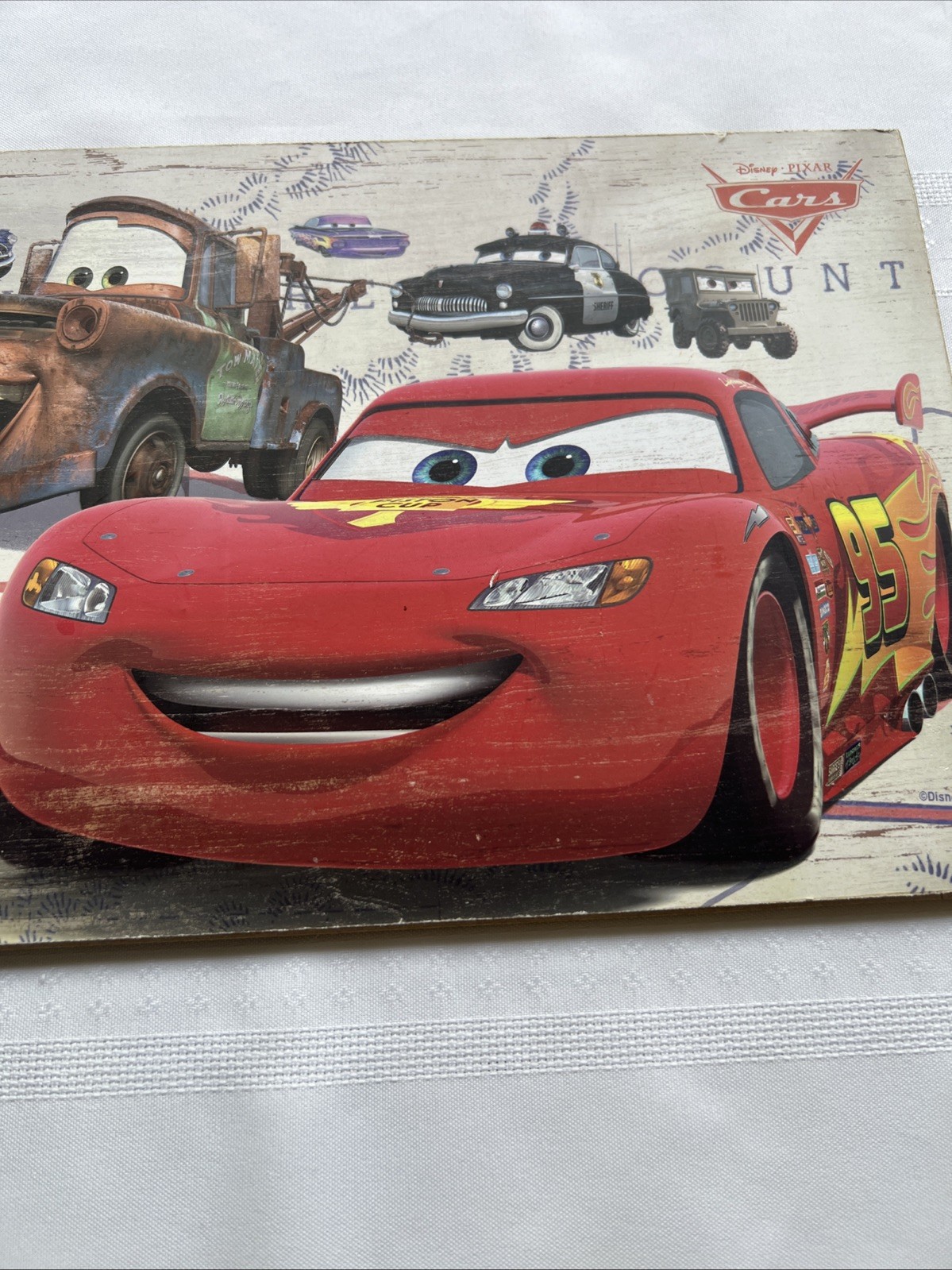 Disney Pixar Cars Radiator Springs Wall Sign Lightning McQueen 20×8 Kid Rm Decor