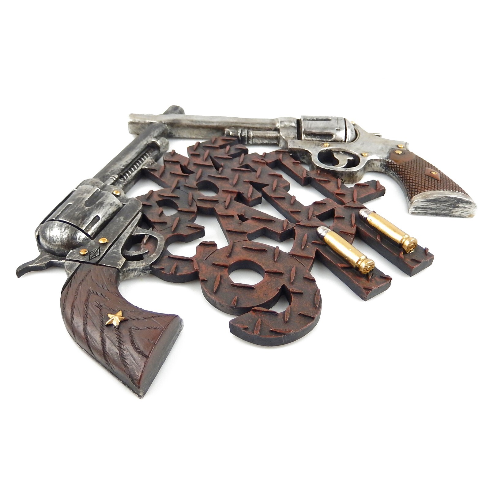We Don’t Call 911 Sign Crossed Guns Pistols Wall Hanging Western Decor