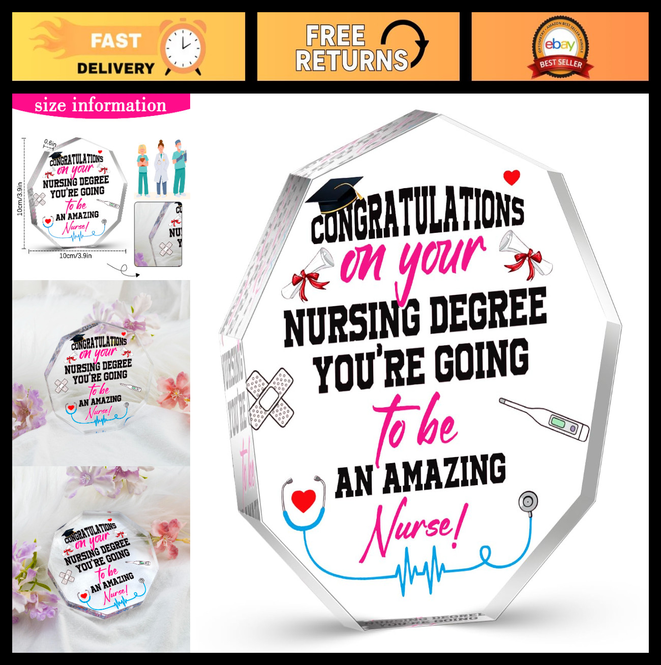 Nurse Appreciation Gifts – Acrylic Plaque for Nursing Graduation & Nurses Week D