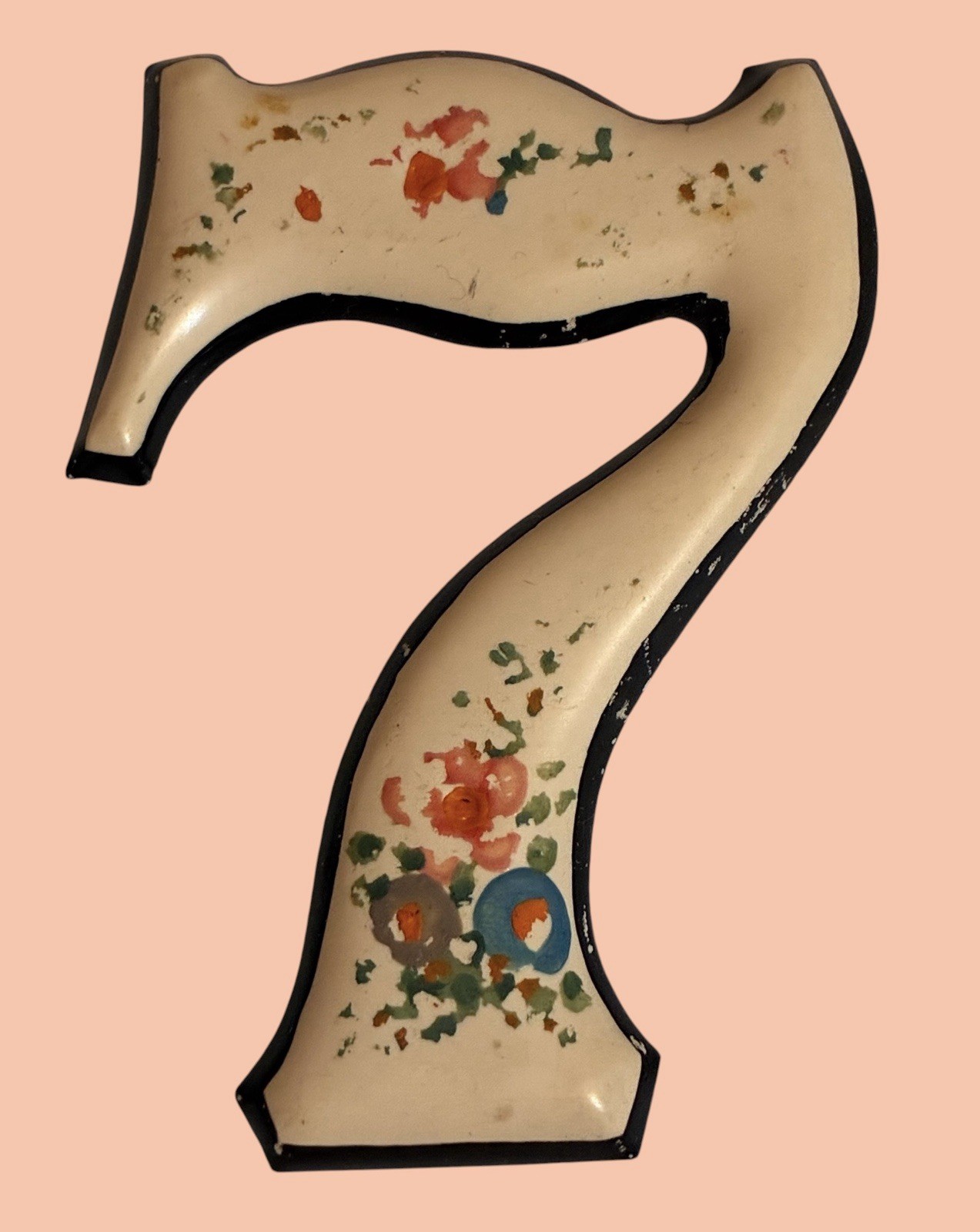Vintage Handpainted Thin Plastic Numbers 1 2 3 4 5 6 7 8 French Decor 3 “ Floral