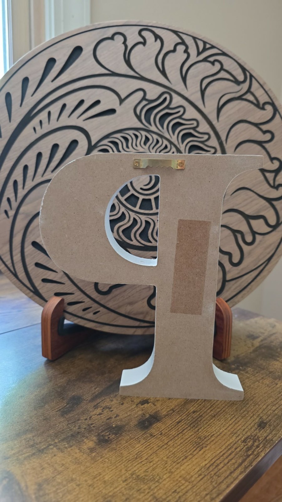 8″ Decorative Letter P Wall Hanging White Floral Monogram MDF Wood Initial