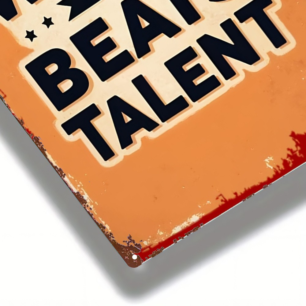 Retro Industrial Metal Sign Orange Distressed Motivational Art for Home Business