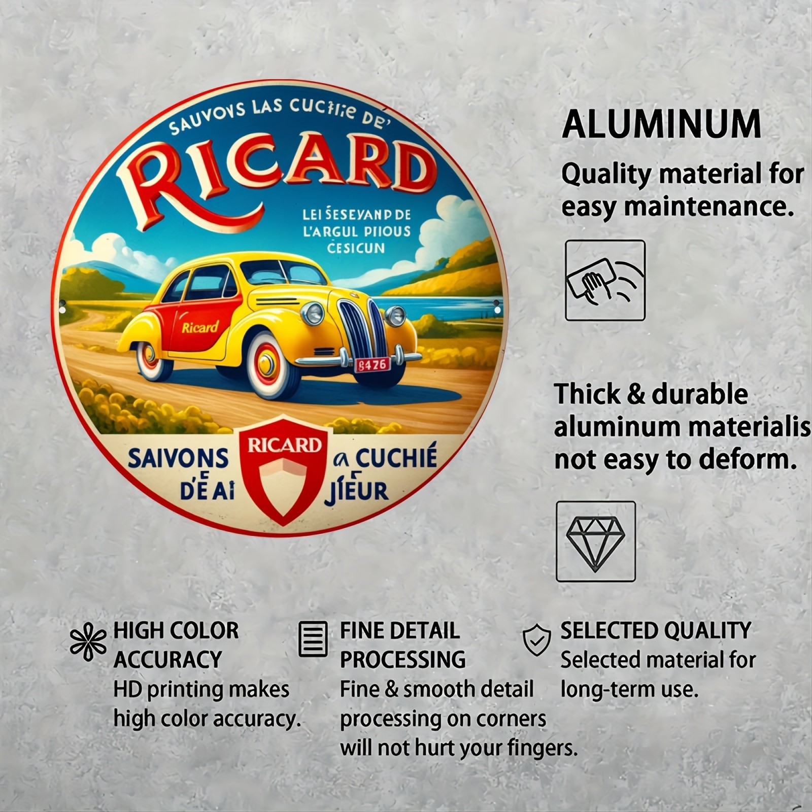 Vintage Car Tin Metal Signs 8×8 Inches – Aluminum Wall Decor for Home, Kitchen