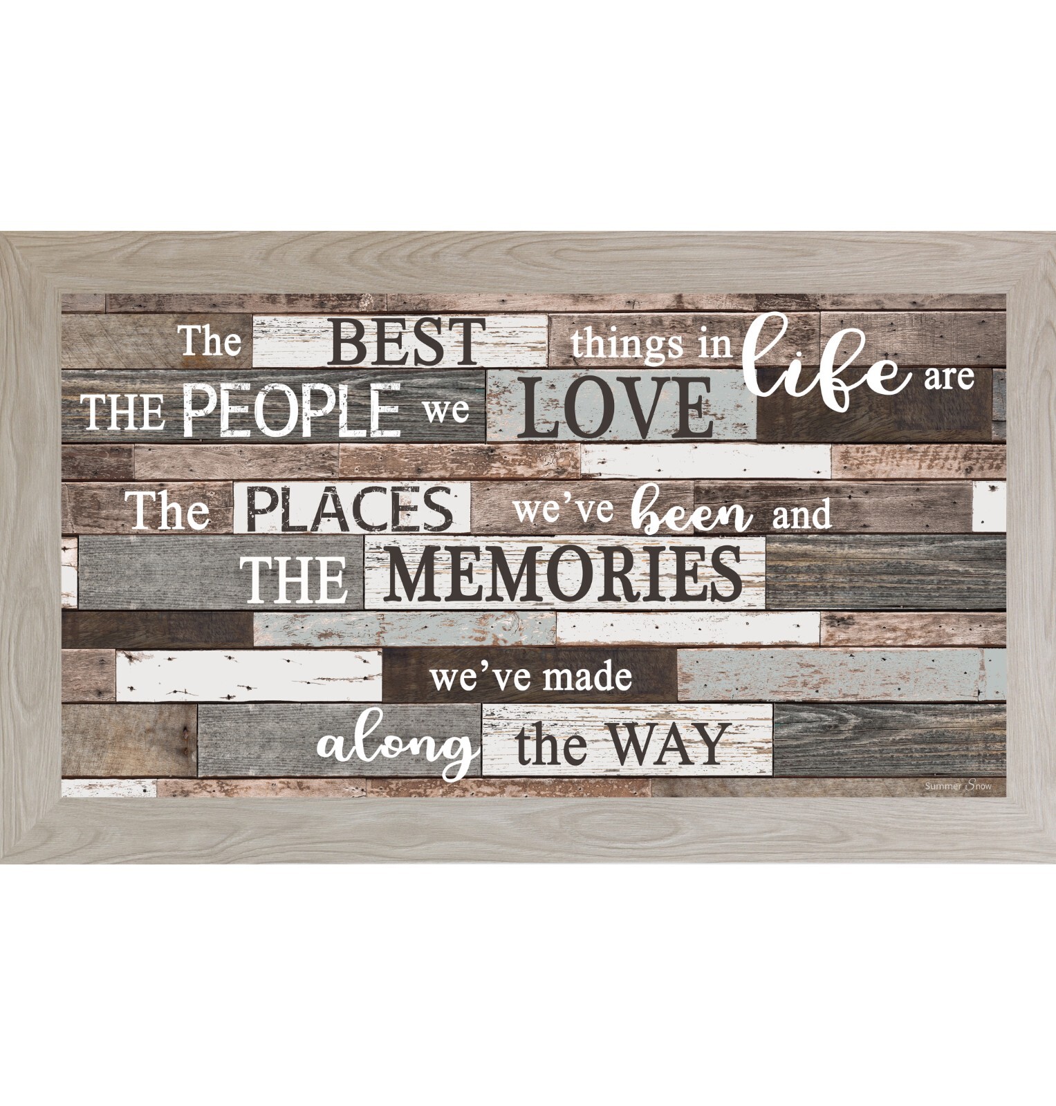The Best Things in Life Wall Art – Long Horizontal Framed Rustic Quote Sign