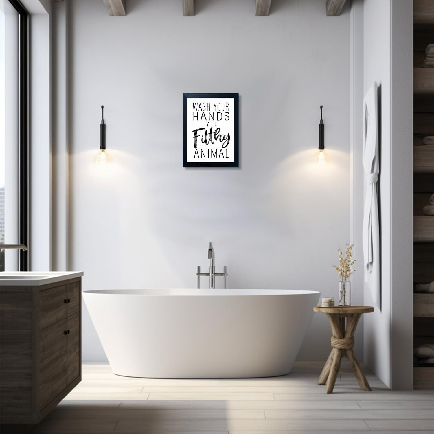 Bathroom Quotes Wall Decor, Black and White Bathroom Wall Art, Toilet Decor Sign