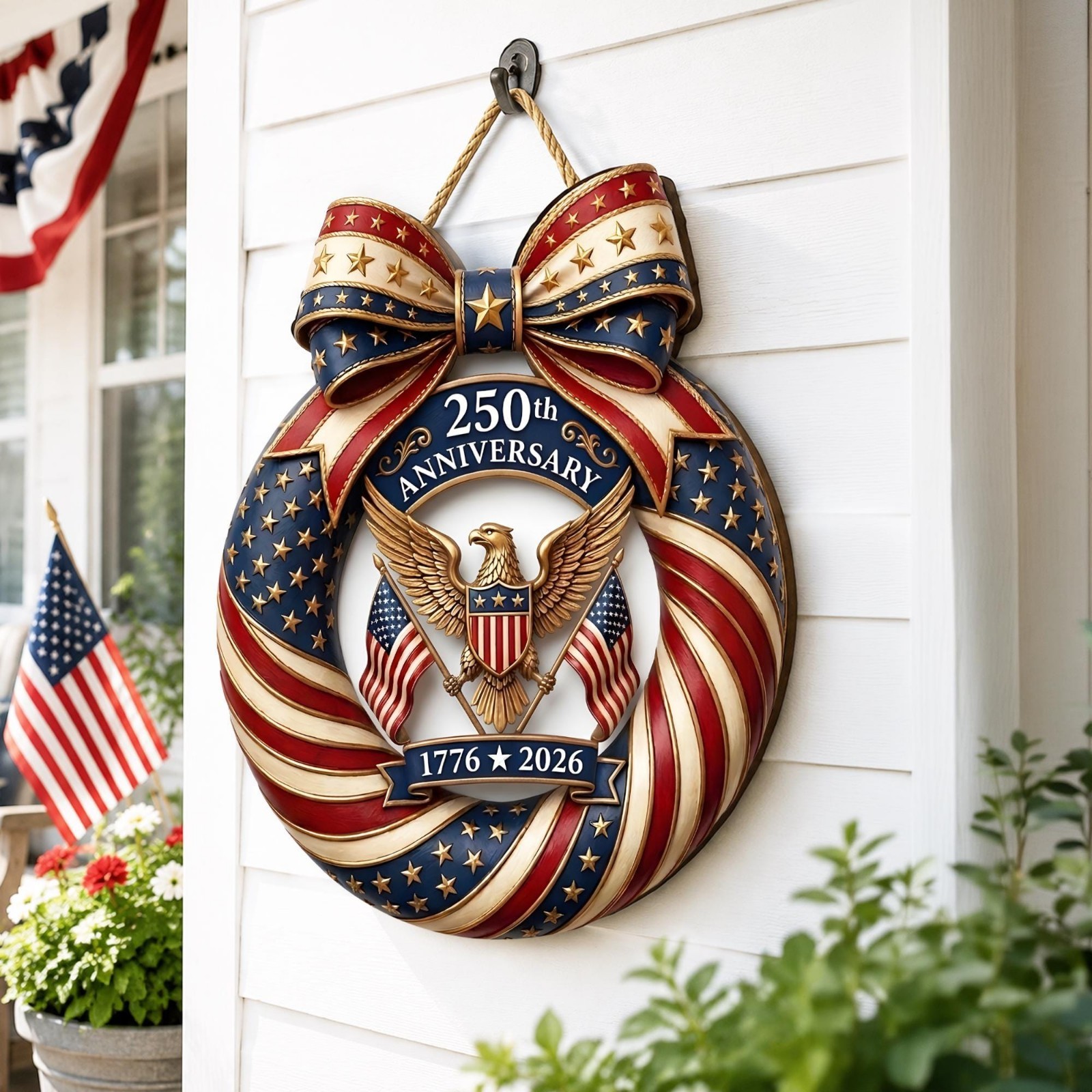 USA 250th Anniversary Wooden Sign, Liberty Bell Sign, 1776-2026 Decor, Patriotic