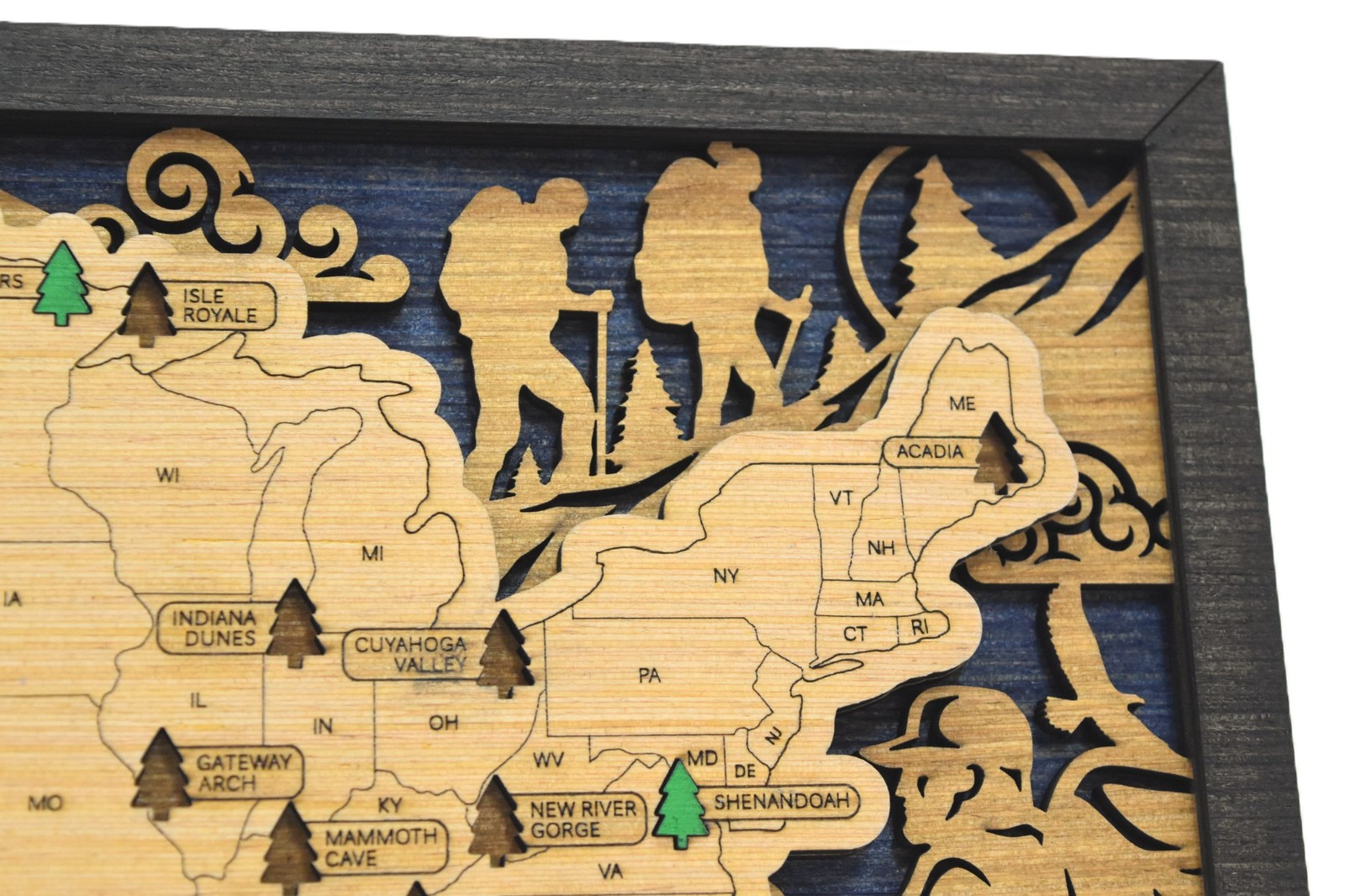 Handmade Wood National Parks Travel Map