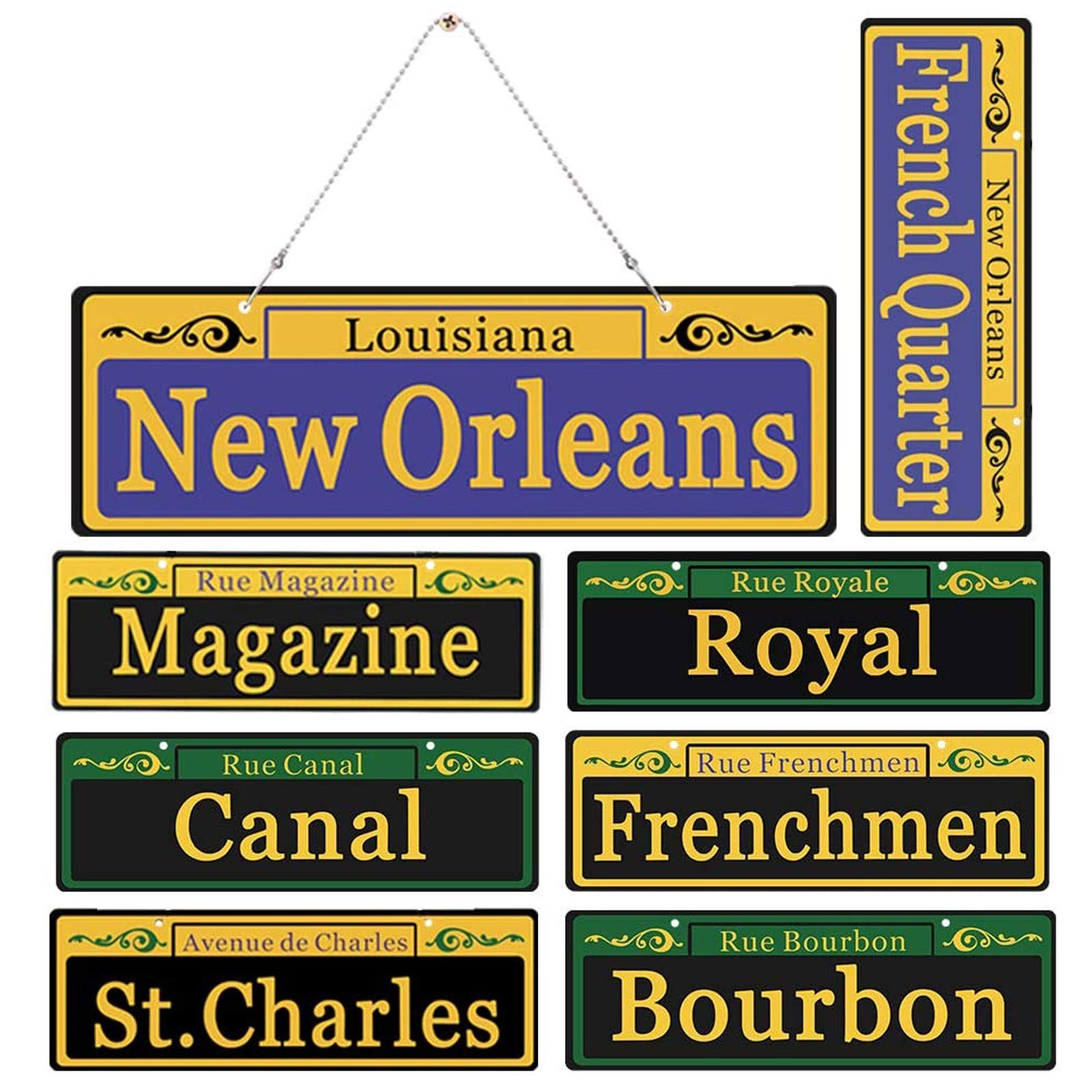 Mardi Gras Decorations 8 Set, Duplex Printed New Orleans Street Signs with 8x…