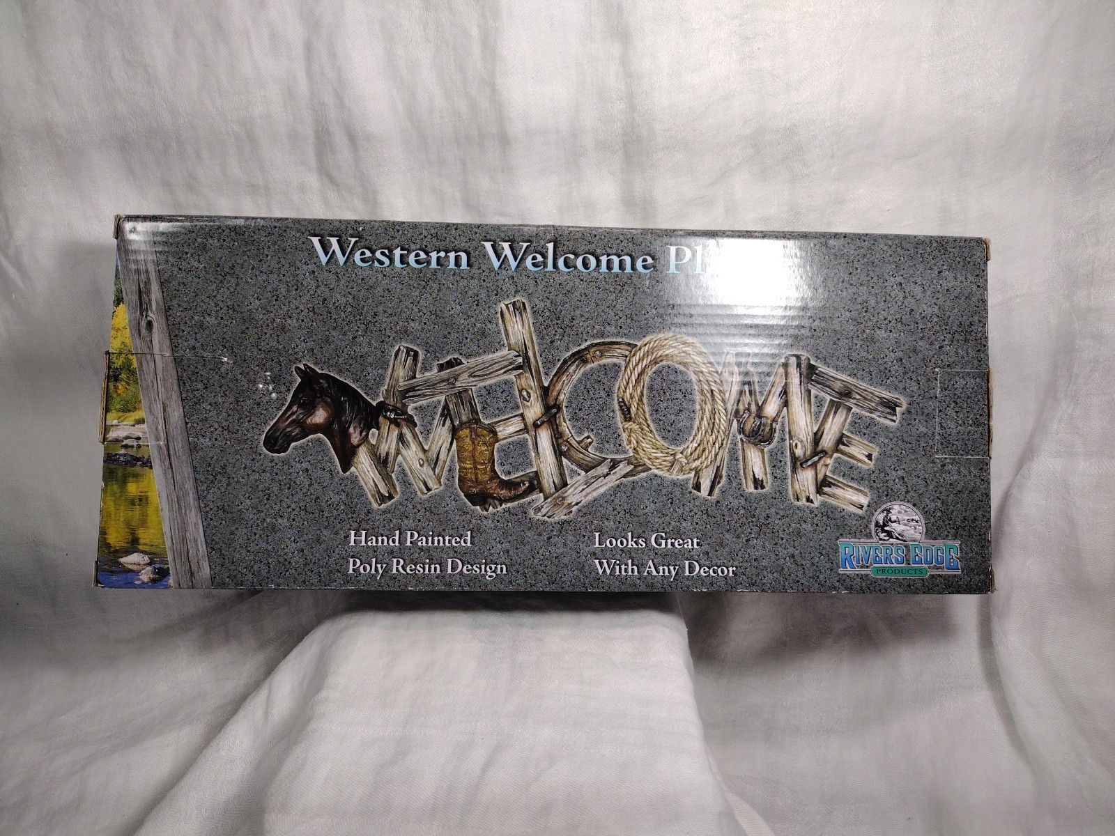 Western Welcome Sign Hanging Decor Horse Poly Resin Rivers Edge Products 11″x4″