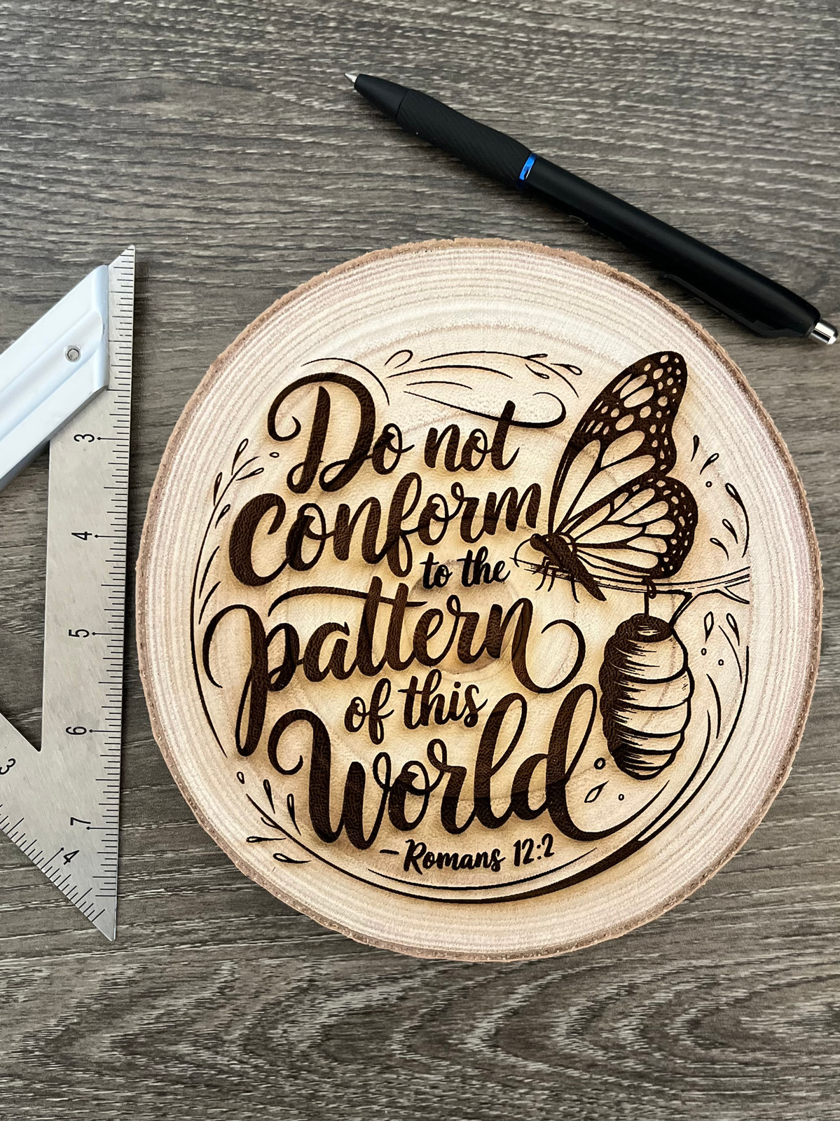 Romans 12:2 Engraved Wood Sign – Do Not Conform Religious Engraved Wall Art