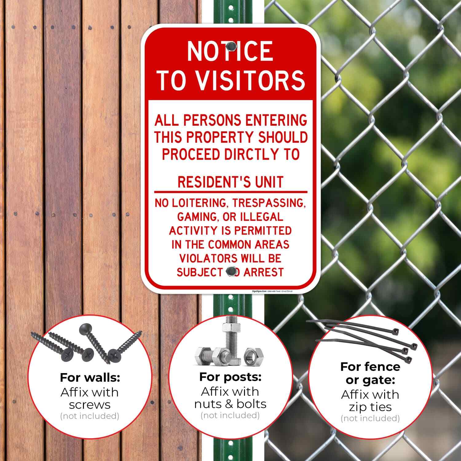 Notice To Visitors Resident’S Unit Sign,