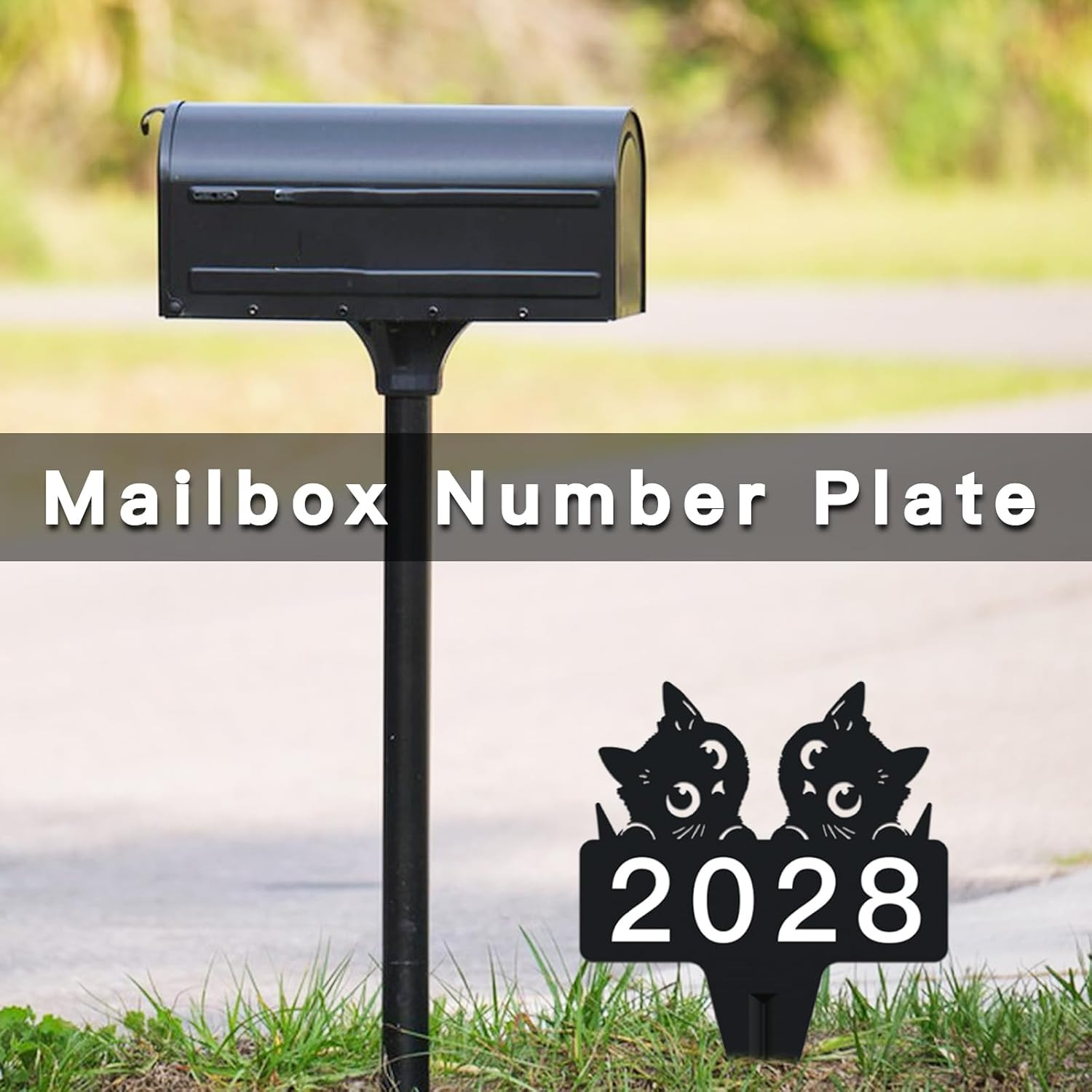 Address Plaques for House, Cat Metal Address Plaque for Outside, Street Name Str