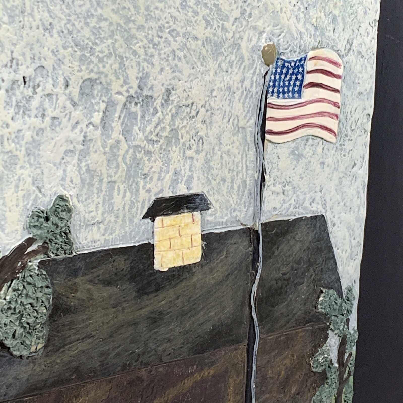 Americana Folk Art House Flag Wall Plaque Patriotic USA Home Decor Slate/Resin