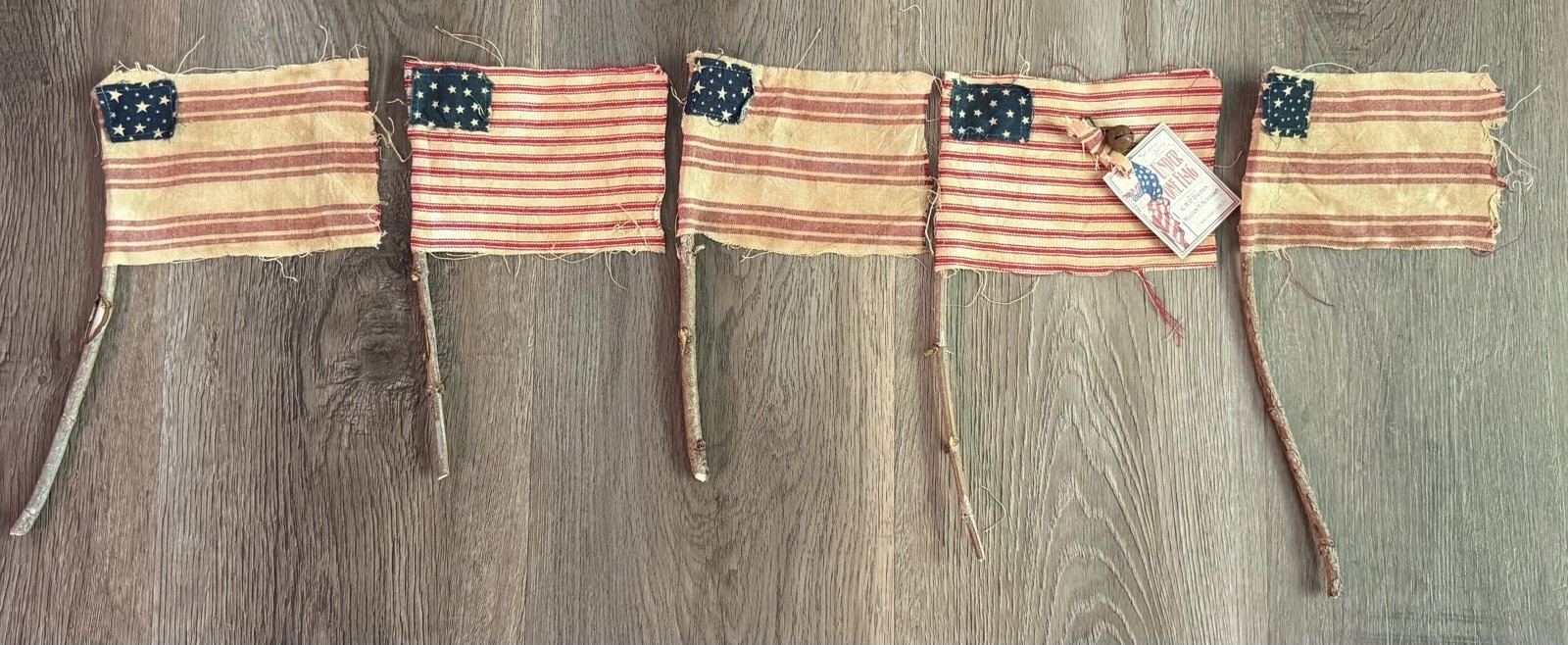 5 Rustic Grubby Primitive Style American Flags Small Decor Handmade Staind USA