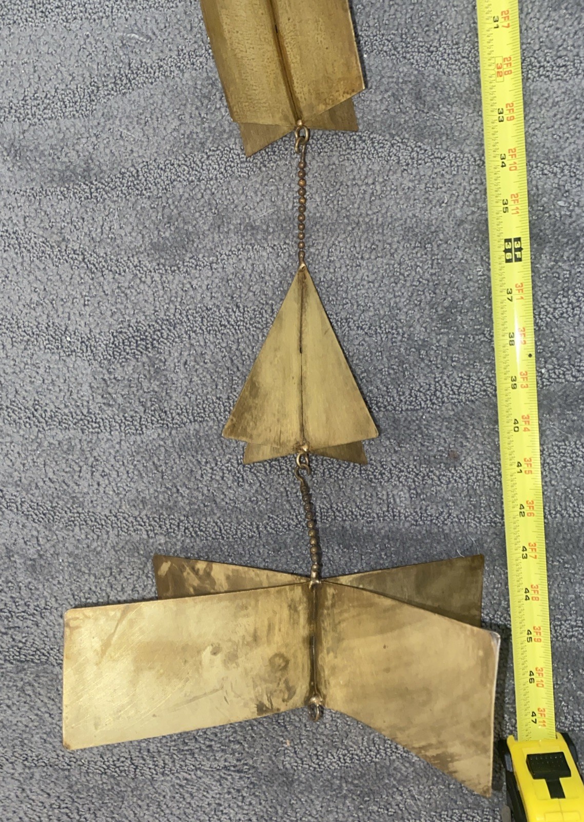 Vntg Geometric Shapes Metal Hanging Sculpture Chain Adjustable 46” RARE! MCM