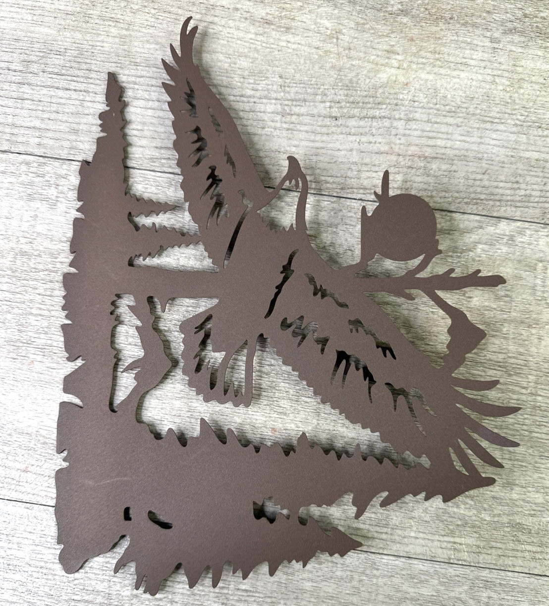 Unbranded Metal Flying Eagle Cutout Trees Scenery Lightweight Brown