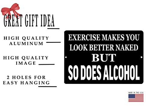 Funny Sarcastic Metal Tin Sign Wall Decor Man Cave Bar Exercise Makes You Loo…
