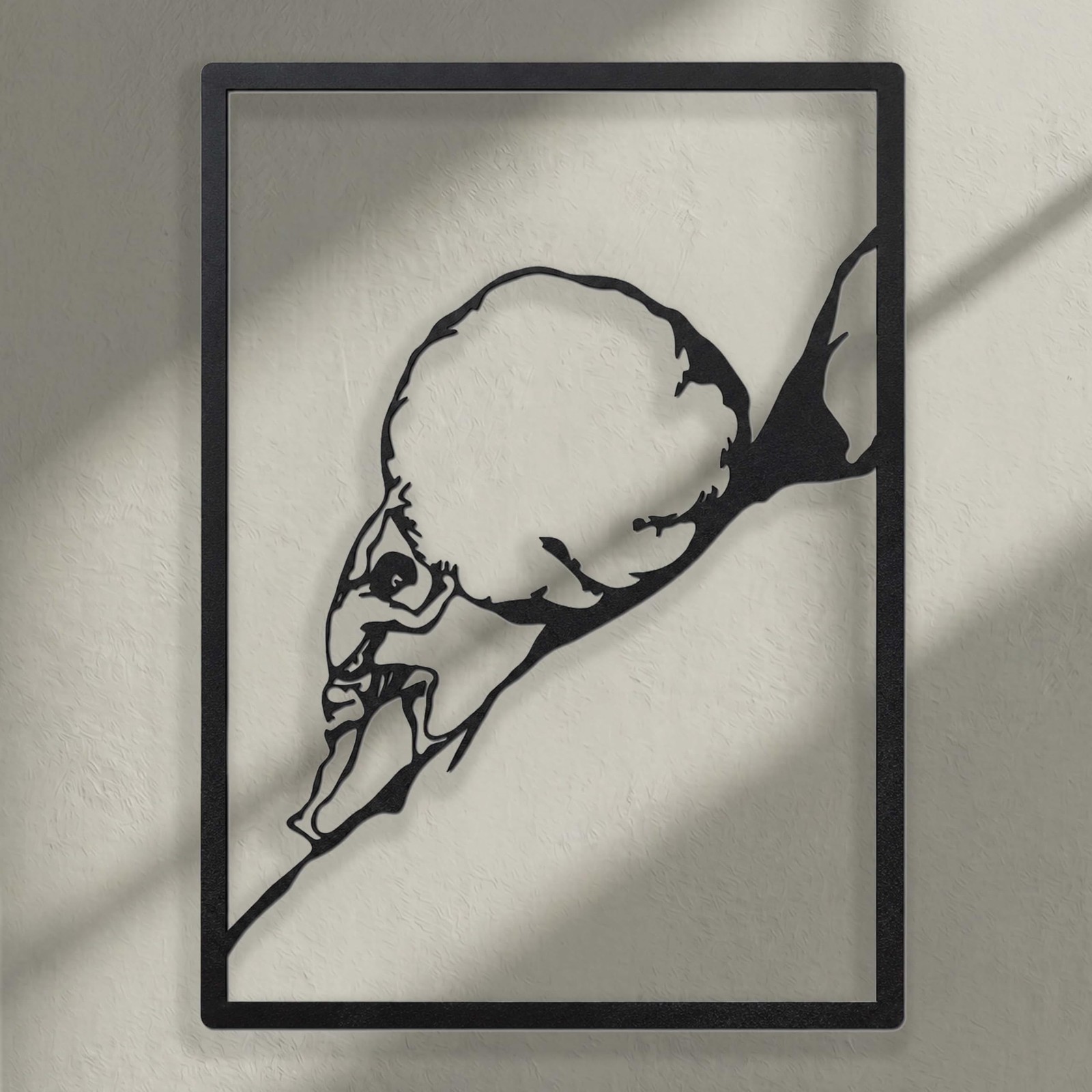 Greek Mythology Sisyphus Metal Wall Art Decor, Matte Black Iron Mythological …