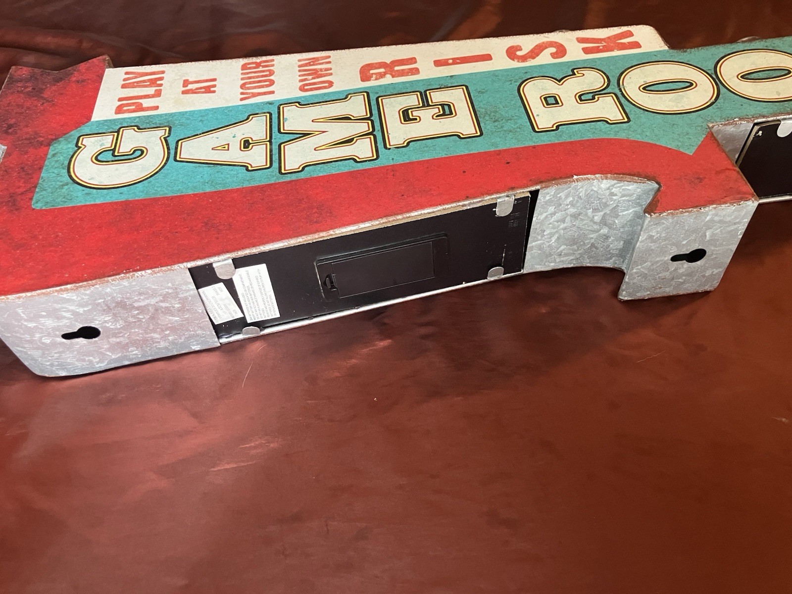Vintage Inspired Two Sided Game Room Metal Sign With Led Lights