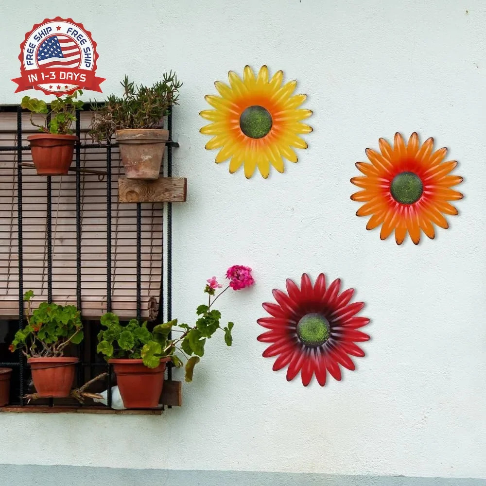 hogardeck Metal Flower Wall Decor for Indoor Outdoor, Kitchen Decor Floral Metal