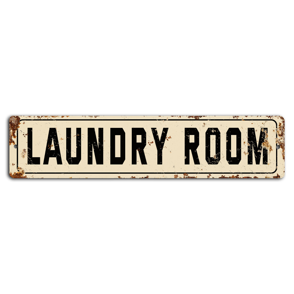 Laundry Room Light Rustic Street Sign – 18×4 Inch Metal Decor