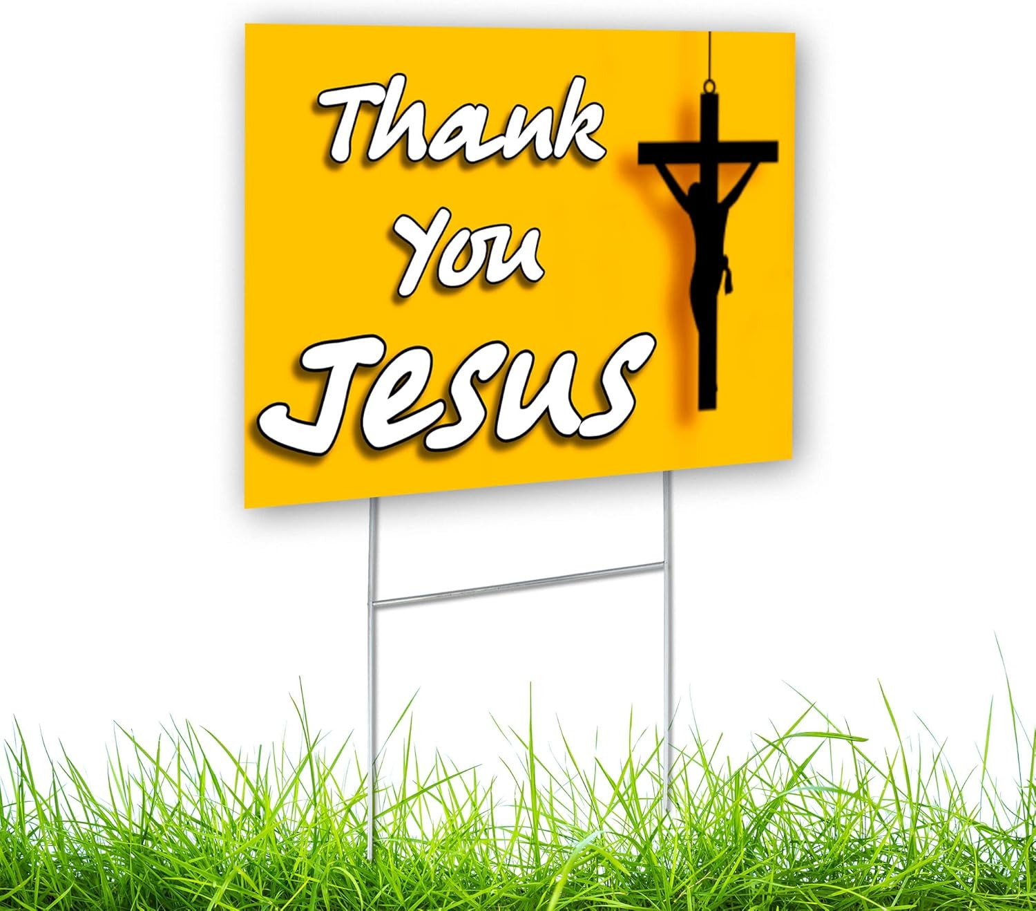 Thank You Jesus Yard Sign – 14X10 Double Sided Jesus Loves You Lawn Signs – M…
