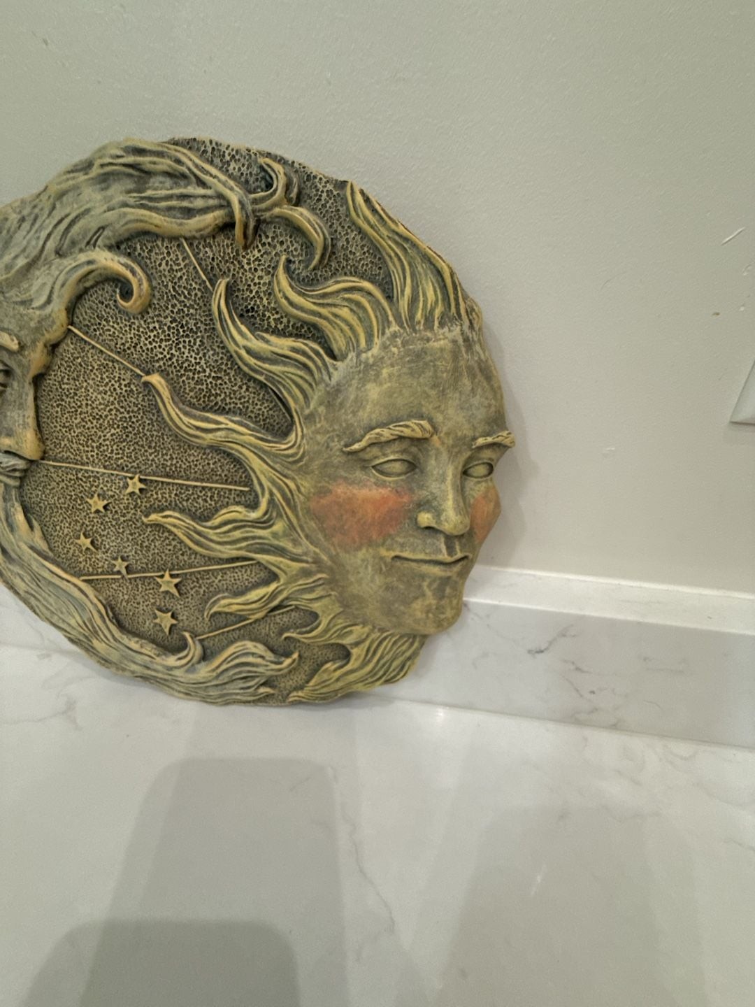 Celestial Sun and Moon Polyresin Wall Plaque Home Decor
