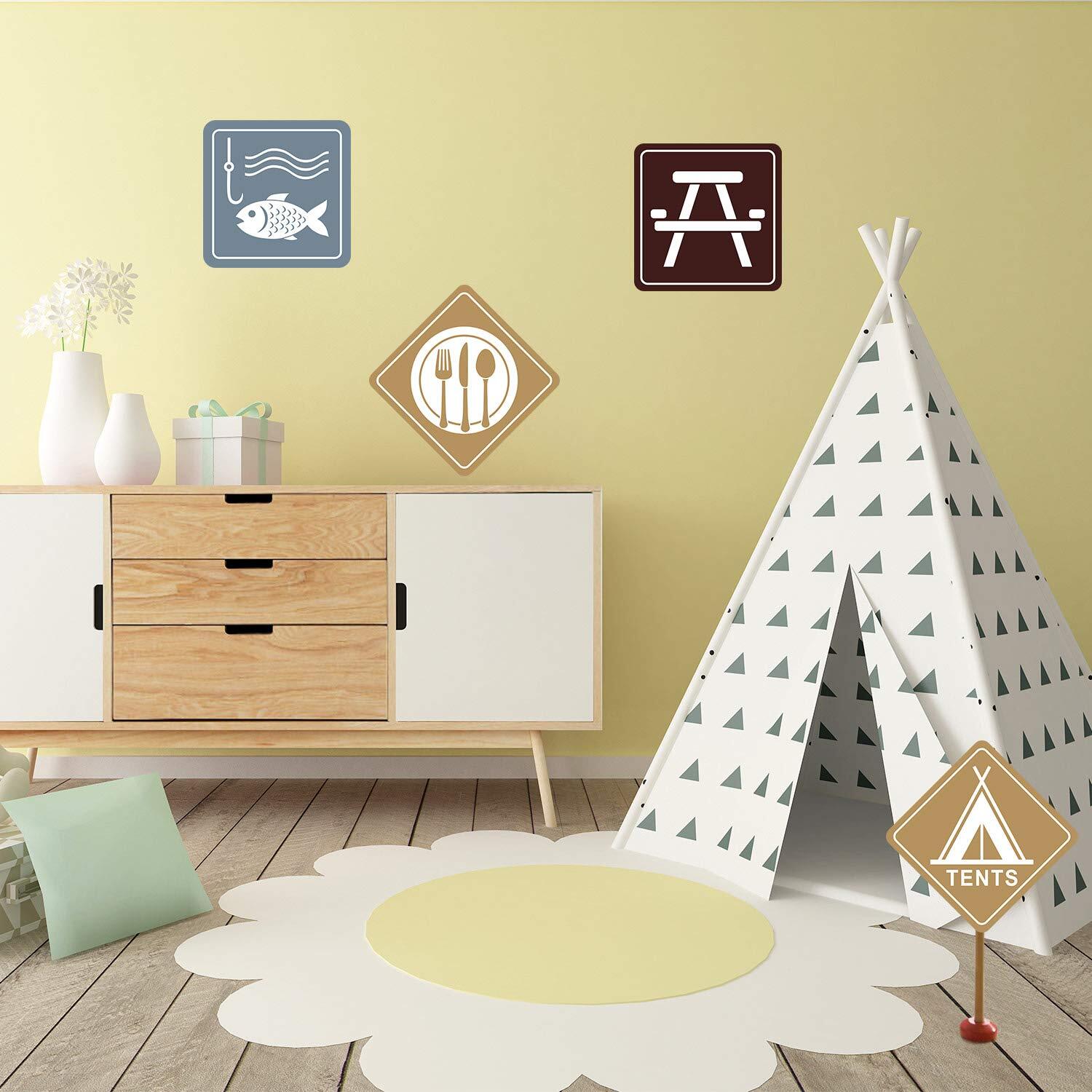 Camping Themed Party Decorations 10-11.8 Inch Laminated Camping Sign Cutouts …