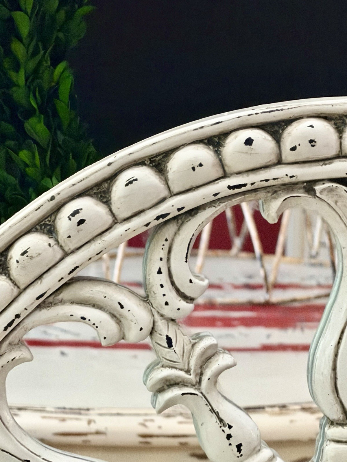 VTG Inspired Whitewashed Halfmoon/Mirrored Decorative Architectural Wall Plaque