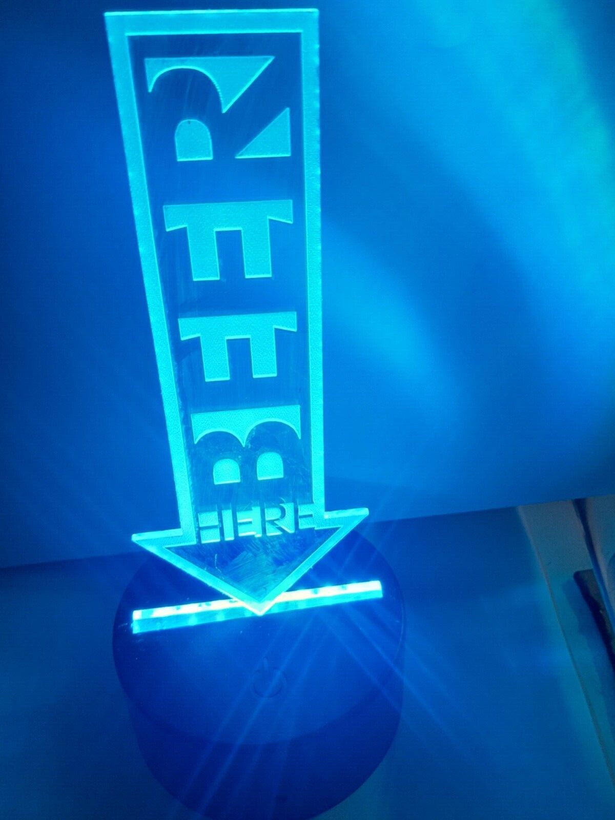 Edge Lit Tabletop Sign, Multi-Colored LED, Beer Here, Art, Night Light