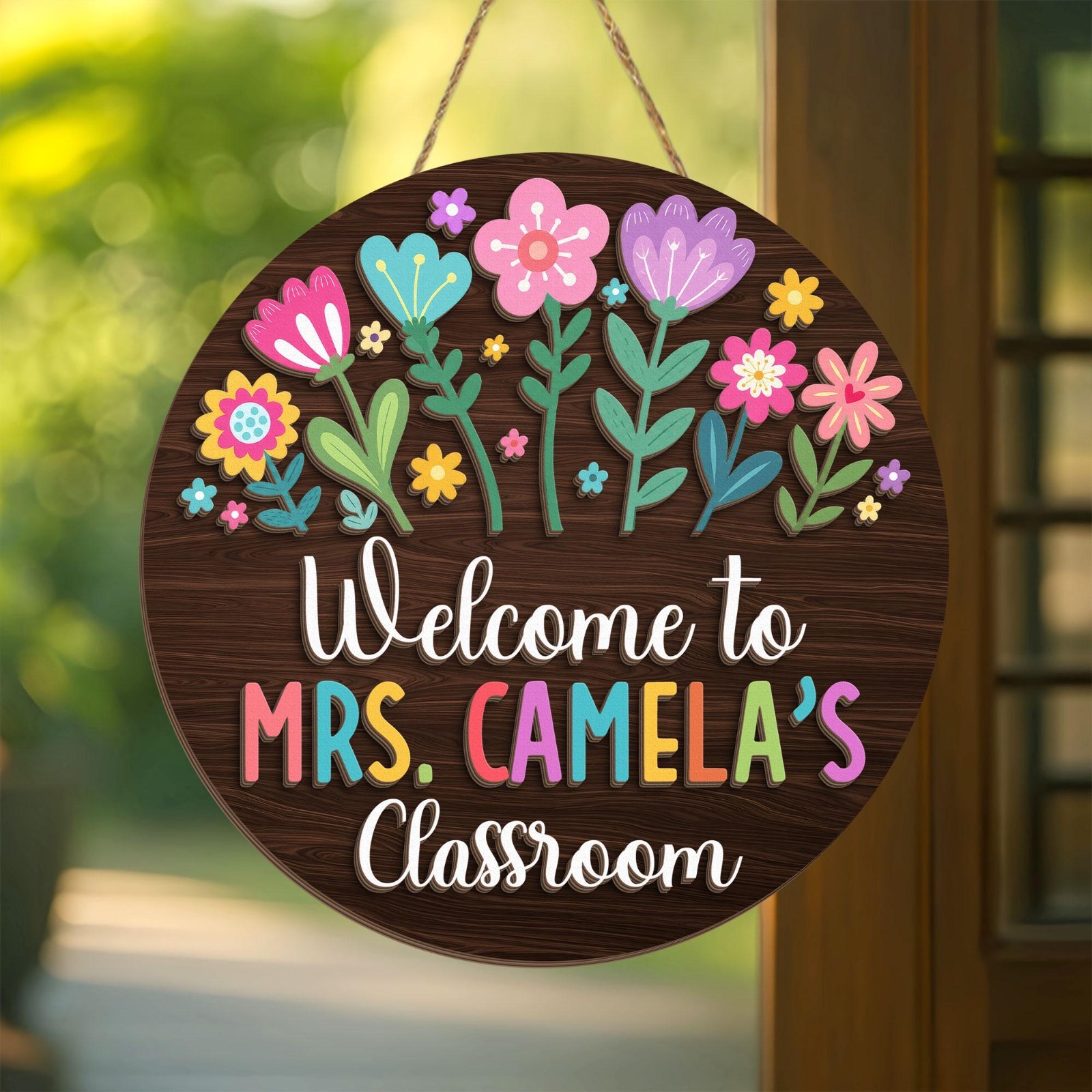 Personalized Teacher Welcome Door Sign, Custom Classroom Back to School Gift