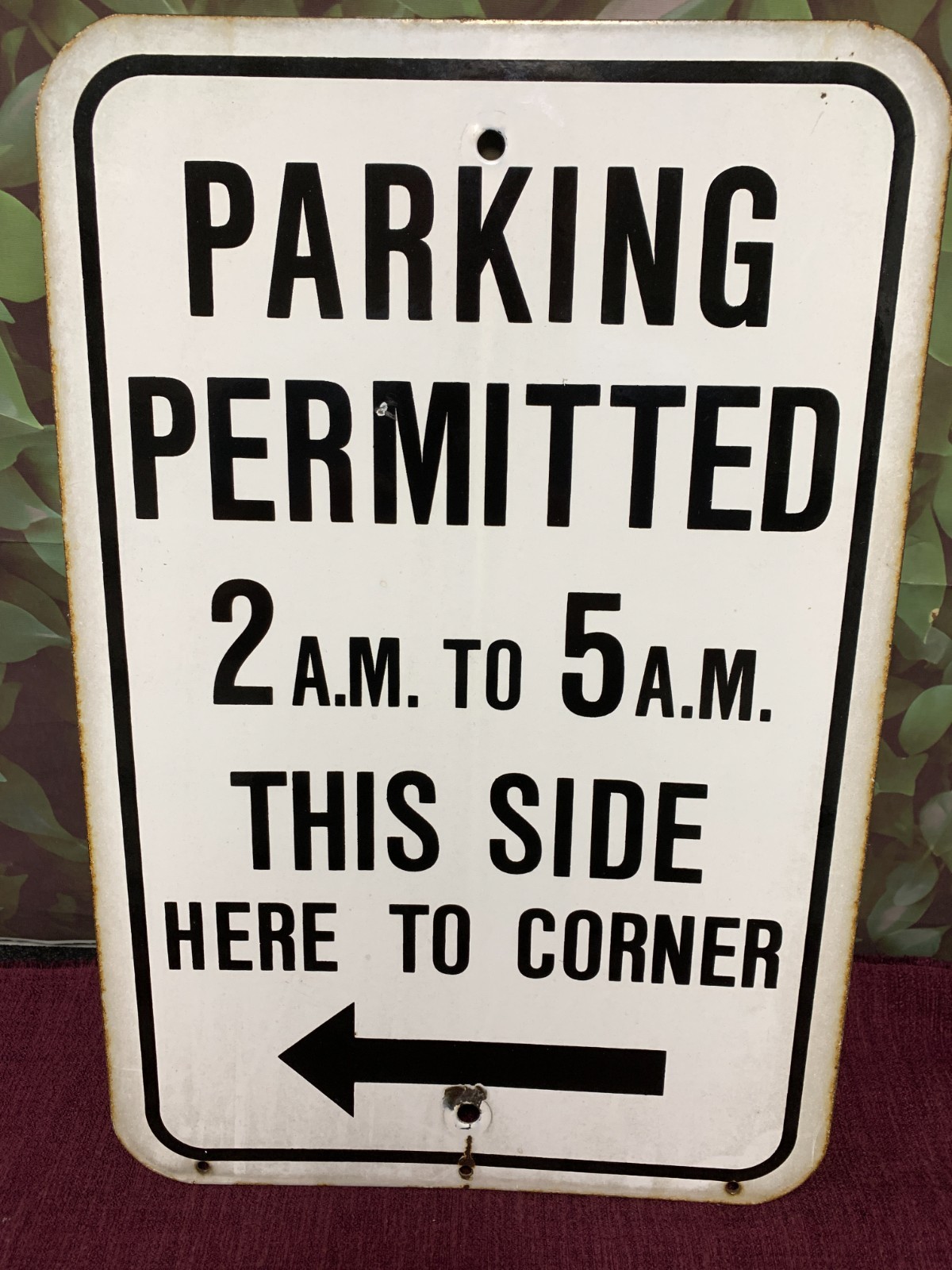 Authentic Old PARKING PERMITTED 2 AM TO 5 AM THIS SIDE Metal Street Sign 8 x1 2″