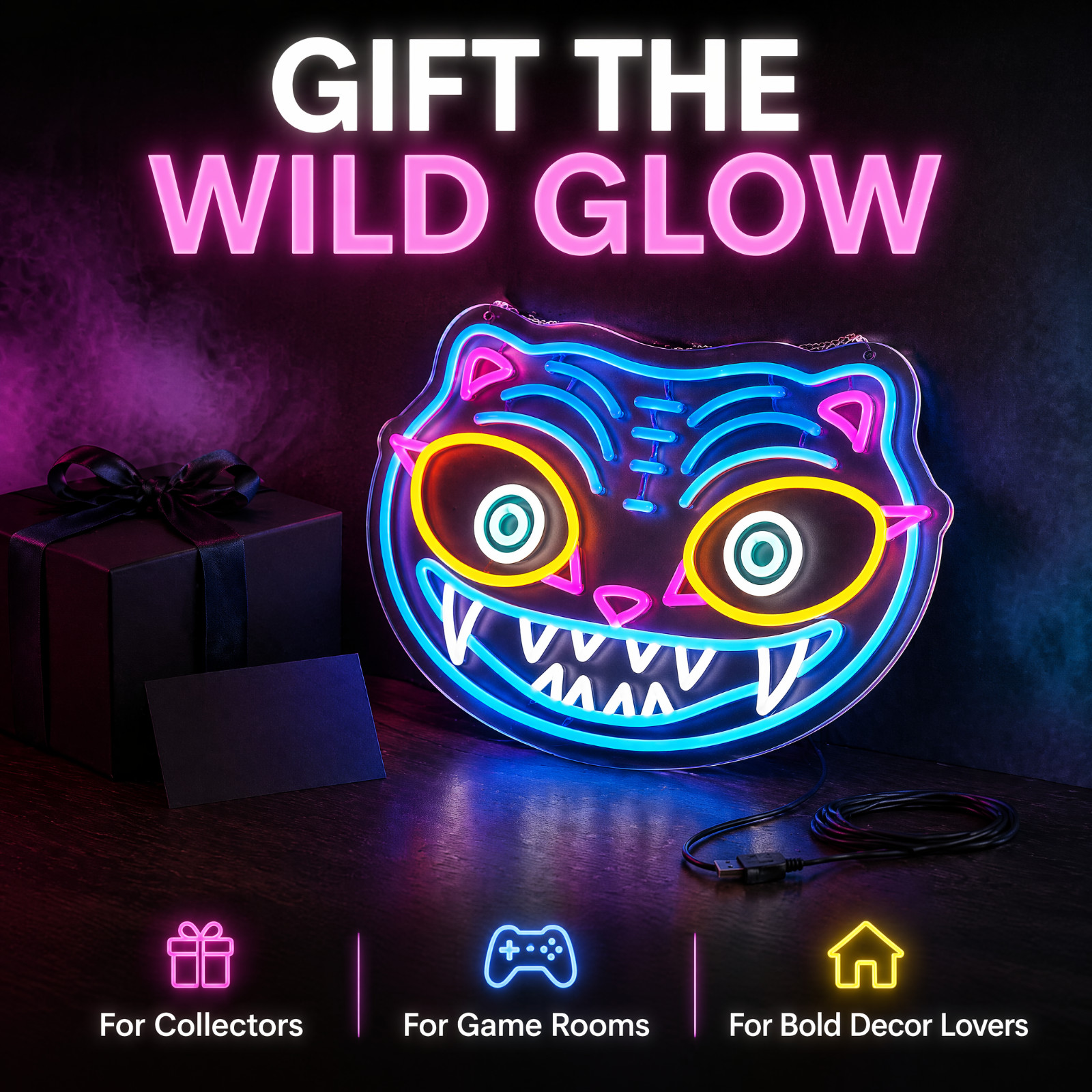 Derpy Tiger Multicolor LED Neon Sign 7.9″x15.7″